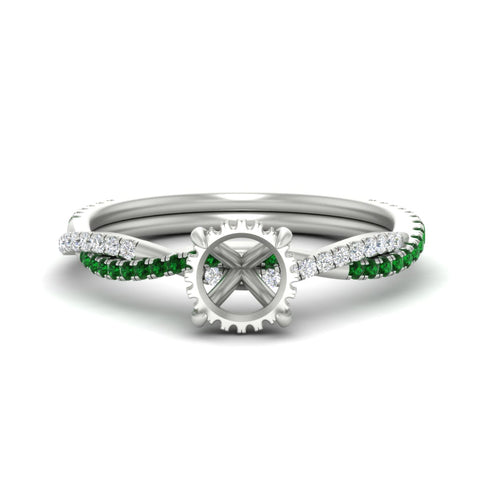 Twisted Semi Mount Hidden Halo Diamond Engagement Ring