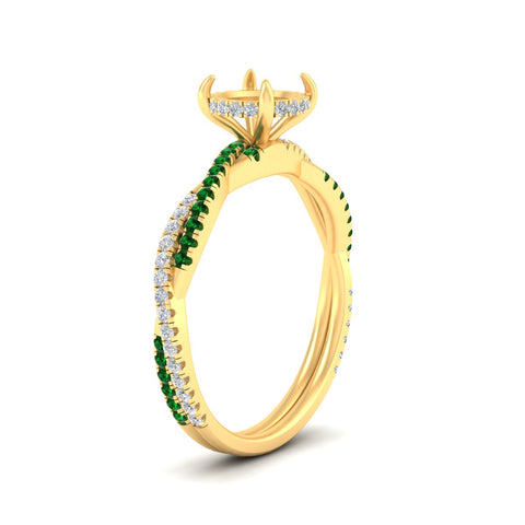 Twisted Semi Mount Hidden Halo Diamond Engagement Ring