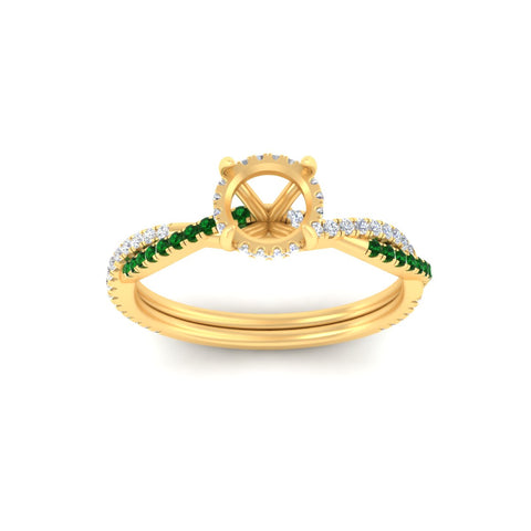 Twisted Semi Mount Hidden Halo Diamond Engagement Ring