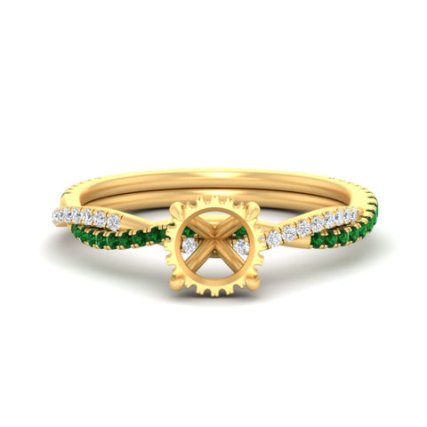 Twisted Semi Mount Hidden Halo Diamond Engagement Ring
