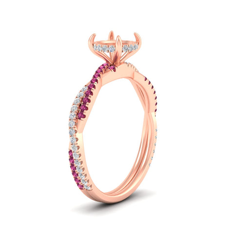 Twisted Semi Mount Hidden Halo Diamond Engagement Ring