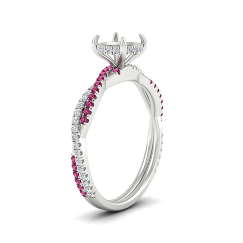 Twisted Semi Mount Hidden Halo Diamond Engagement Ring