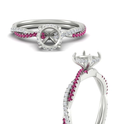 Twisted Semi Mount Hidden Halo Diamond Engagement Ring