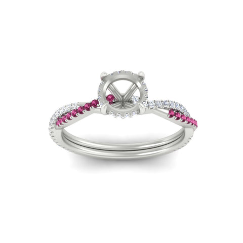 Twisted Semi Mount Hidden Halo Diamond Engagement Ring
