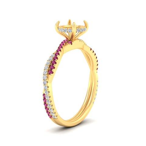 Twisted Semi Mount Hidden Halo Diamond Engagement Ring