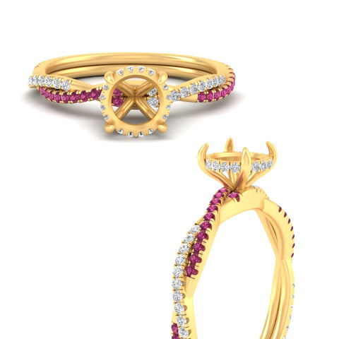 Twisted Semi Mount Hidden Halo Diamond Engagement Ring
