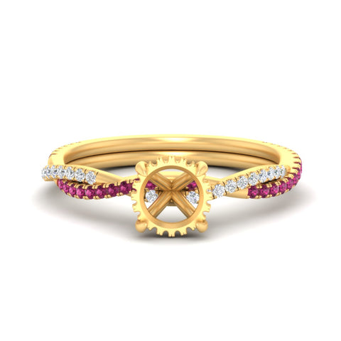 Twisted Semi Mount Hidden Halo Diamond Engagement Ring