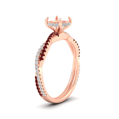 Twisted Semi Mount Hidden Halo Diamond Engagement Ring