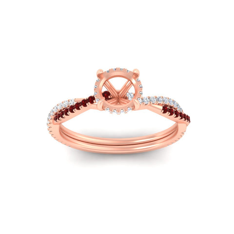 Twisted Semi Mount Hidden Halo Diamond Engagement Ring