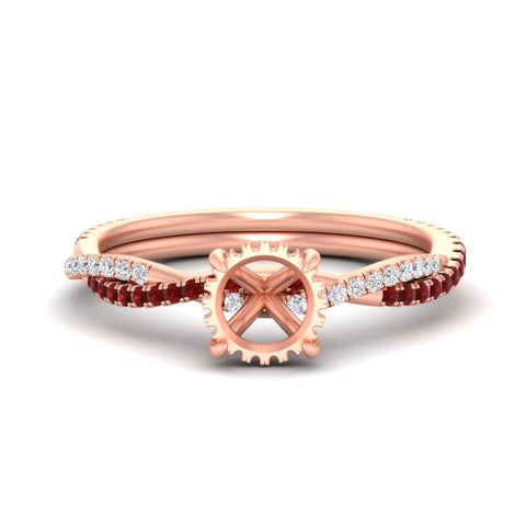Twisted Semi Mount Hidden Halo Diamond Engagement Ring