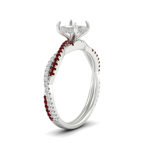 Twisted Semi Mount Hidden Halo Diamond Engagement Ring