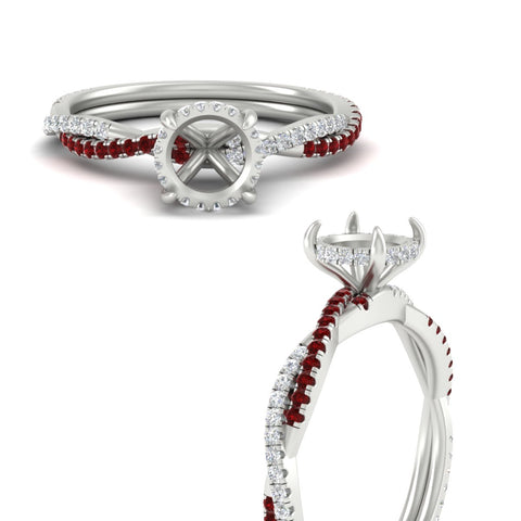 Twisted Semi Mount Hidden Halo Diamond Engagement Ring