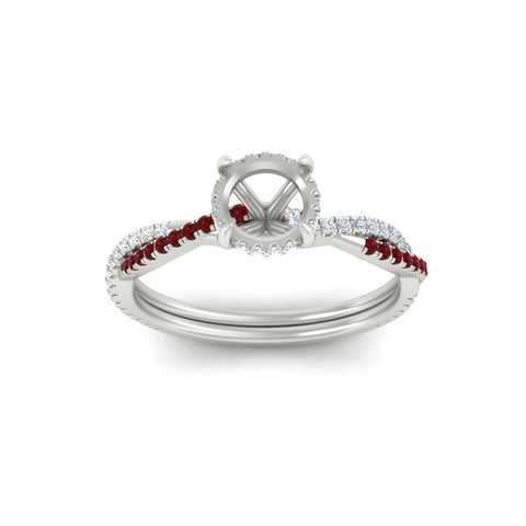 Twisted Semi Mount Hidden Halo Diamond Engagement Ring