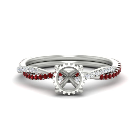 Twisted Semi Mount Hidden Halo Diamond Engagement Ring
