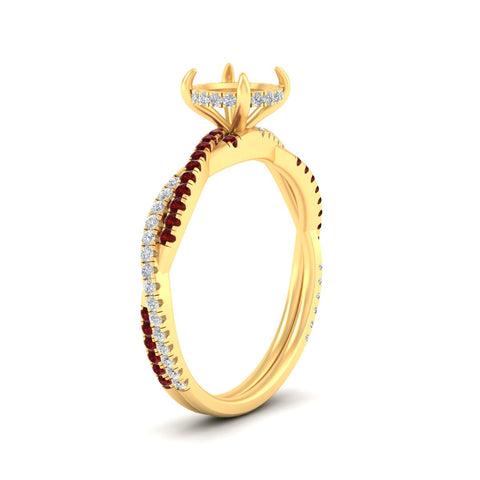 Twisted Semi Mount Hidden Halo Diamond Engagement Ring
