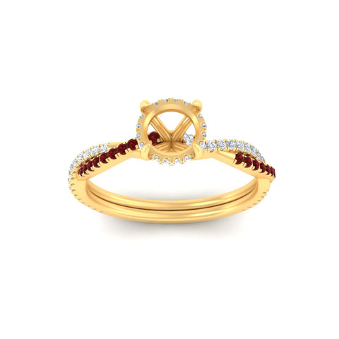 Twisted Semi Mount Hidden Halo Diamond Engagement Ring