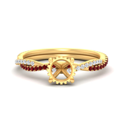Twisted Semi Mount Hidden Halo Diamond Engagement Ring