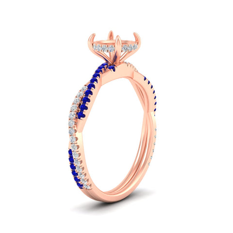 Twisted Semi Mount Hidden Halo Diamond Engagement Ring
