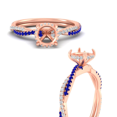Twisted Semi Mount Hidden Halo Diamond Engagement Ring