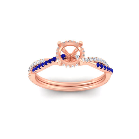 Twisted Semi Mount Hidden Halo Diamond Engagement Ring