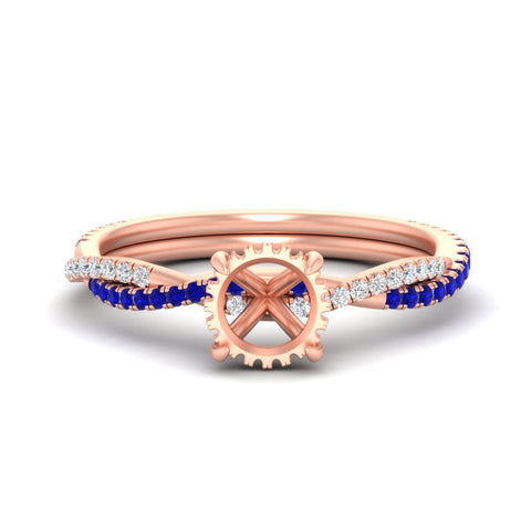 Twisted Semi Mount Hidden Halo Diamond Engagement Ring