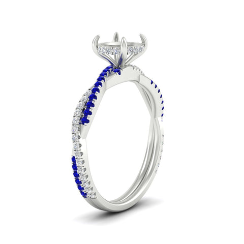Twisted Semi Mount Hidden Halo Diamond Engagement Ring