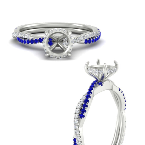 Twisted Semi Mount Hidden Halo Diamond Engagement Ring