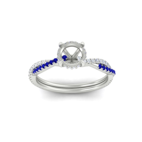 Twisted Semi Mount Hidden Halo Diamond Engagement Ring