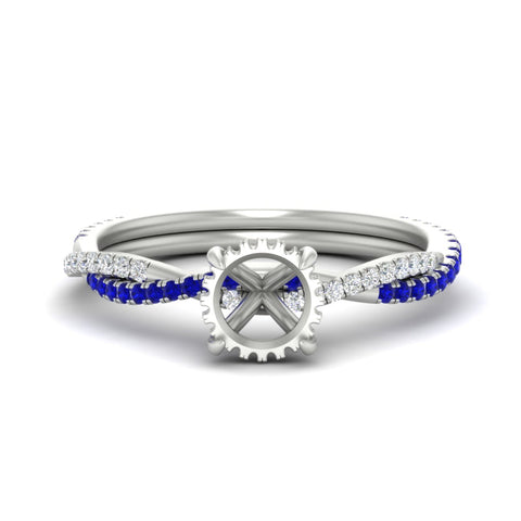 Twisted Semi Mount Hidden Halo Diamond Engagement Ring