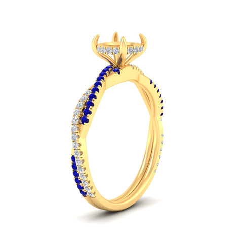 Twisted Semi Mount Hidden Halo Diamond Engagement Ring