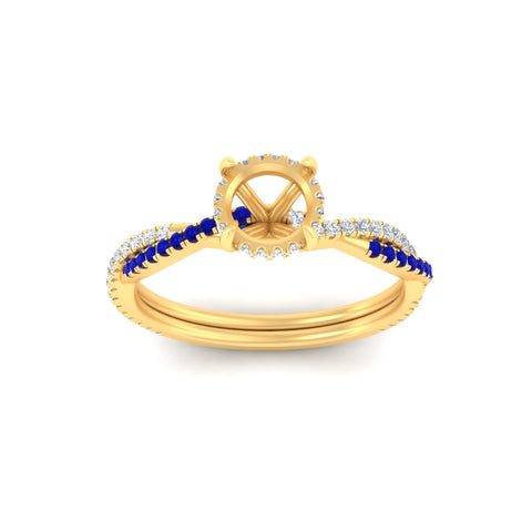Twisted Semi Mount Hidden Halo Diamond Engagement Ring