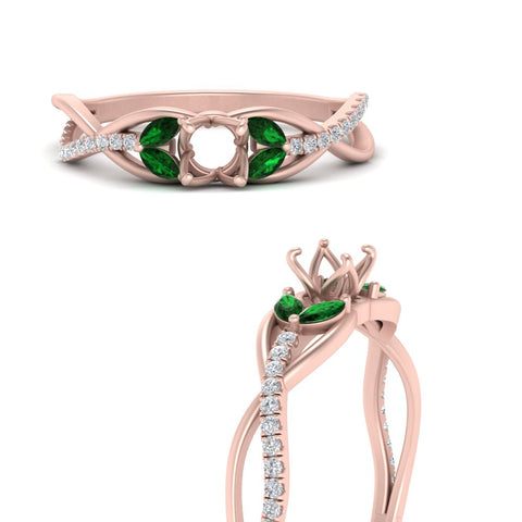 semi-mount-twisted-vine-floral-diamond-engagement-ring-with-emerald-in-FD10977SMRGEMGRANGLE3-NL-RG