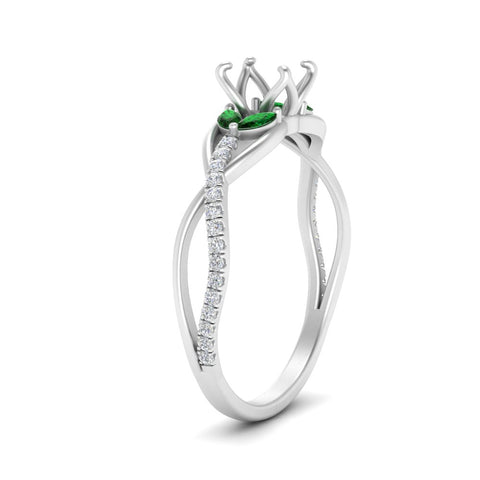 semi-mount-twisted-vine-floral-diamond-engagement-ring-with-emerald-in-FD10977SMRGEMGRANGLE3-NL-WG