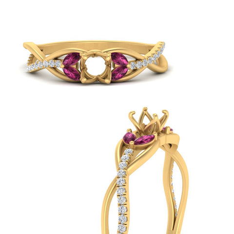 semi-mount-twisted-vine-floral-diamond-engagement-ring-with-pink-sapphire-in-FD10977SMRGSADRPIANGLE3-NL-YG