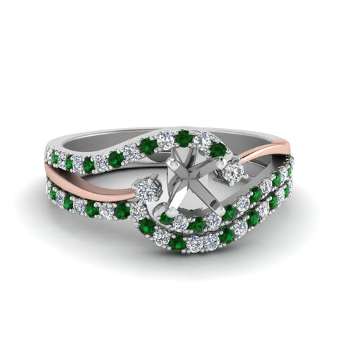 semi-mount-two-tone-3-stone-diamond-swirl-bridal-set-with-emerald-in-FDO50895SMGEMGR-NL-WG