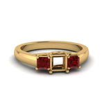 Load image into Gallery viewer, semi-mount-u-prong-three-stone-diamond-engagement-ring-with-ruby-in-14K-yellow-gold-FDENR578SMRGRUDR-NL-YG
