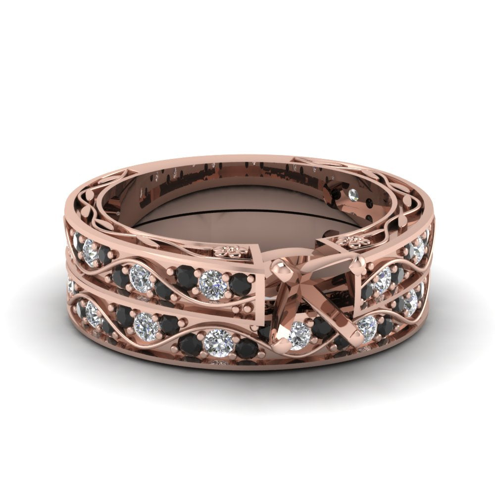 semi-mount-white-diamond-shank-wave-wedding-set-with-black-diamond-in-14K-rose-gold-FDENS3543SMGBLACK-NL-RG