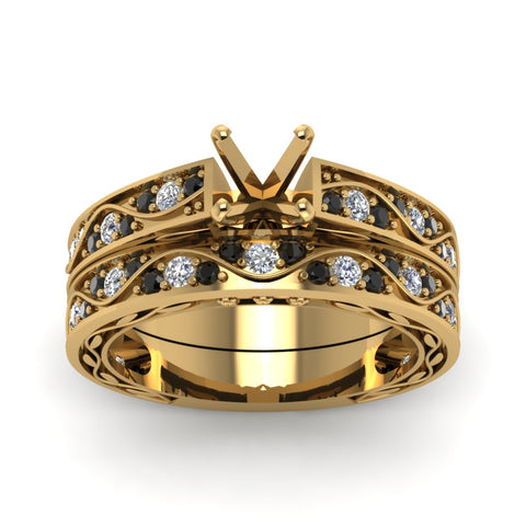 semi-mount-white-diamond-shank-wave-wedding-set-with-black-diamond-in-14K-rose-gold-FDENS3543SMGBLACKANGLE5-NL-YG