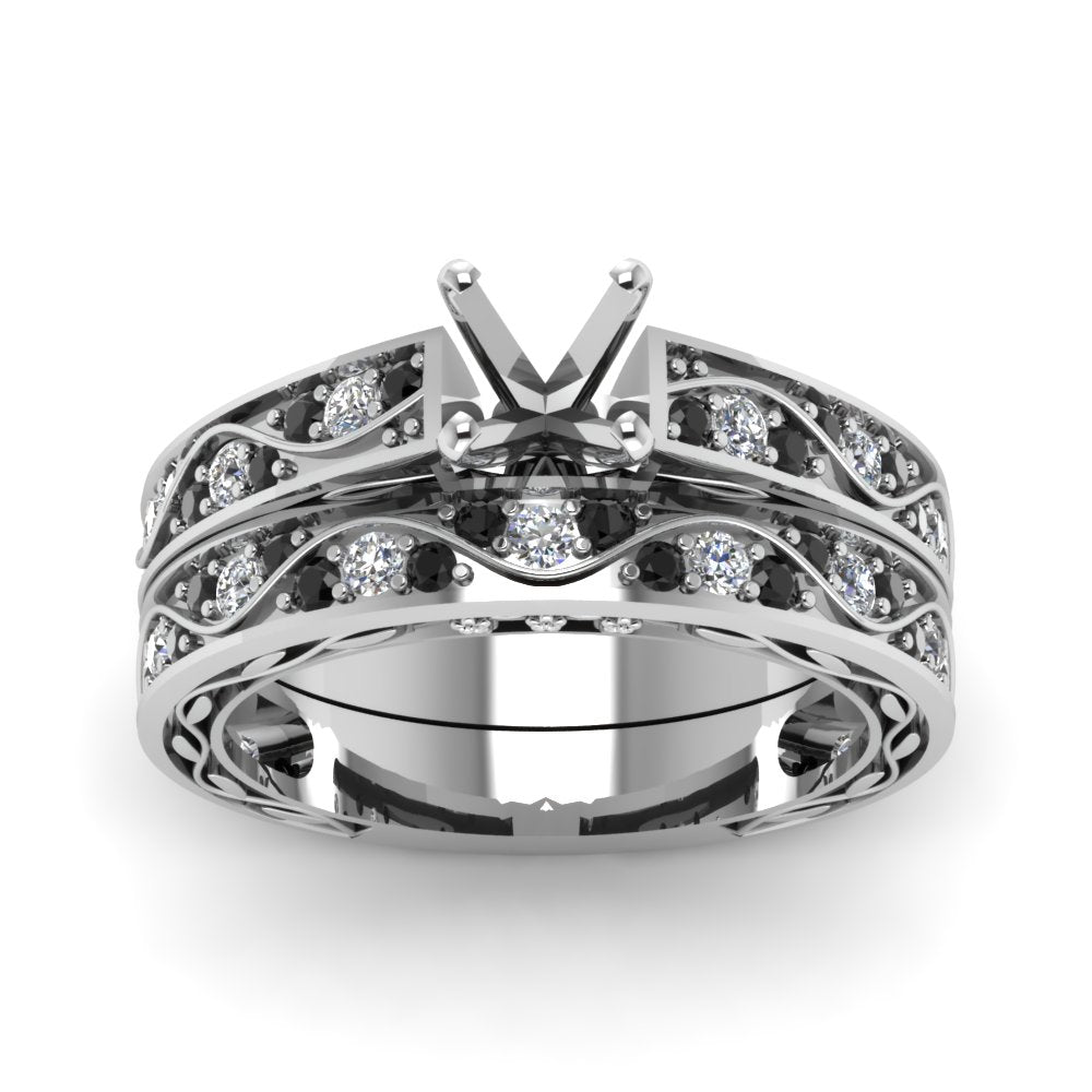 semi-mount-white-diamond-shank-wave-wedding-set-with-black-diamond-in-14K-white-gold-FDENS3543SMGBLACKANGLE5-NL-WG