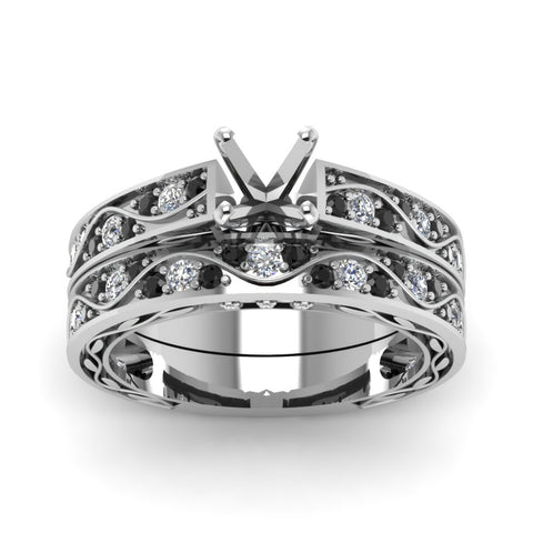semi-mount-white-diamond-shank-wave-wedding-set-with-black-diamond-in-14K-white-gold-FDENS3543SMGBLACKANGLE5-NL-WG