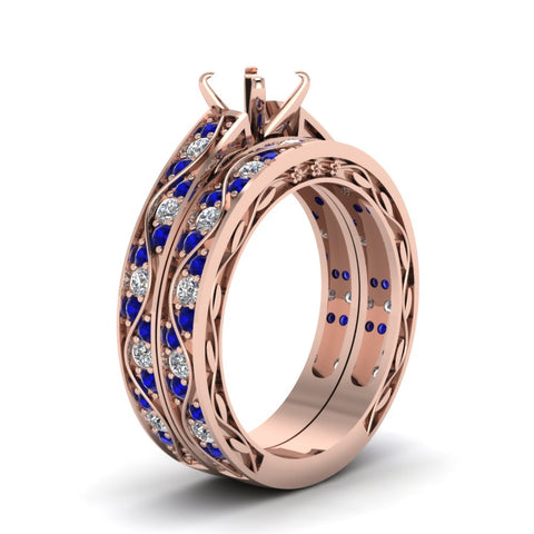 semi-mount-white-diamond-shank-wave-wedding-set-with-blue-sapphire-in-14K-rose-gold-FDENS3543SMGSABLANGLE2-NL-RG