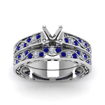 Load image into Gallery viewer, semi-mount-white-diamond-shank-wave-wedding-set-with-blue-sapphire-in-950-Platinum-FDENS3543SMGSABLANGLE5-NL-WG