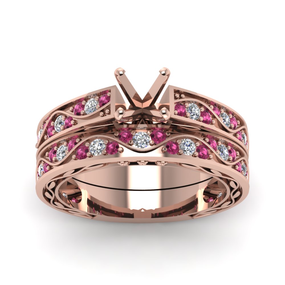 semi-mount-white-diamond-shank-wave-wedding-set-with-dark-pink-sapphire-in-14K-rose-gold-FDENS3543SMGSADRPIANGLE5-NL-RG