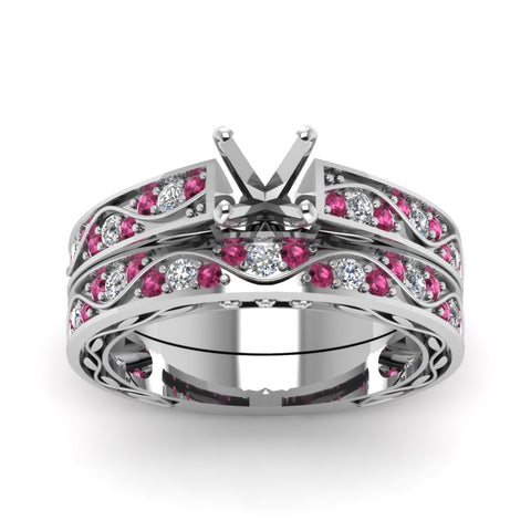 semi-mount-white-diamond-shank-wave-wedding-set-with-dark-pink-sapphire-in-14K-white-gold-FDENS3543SMGSADRPIANGLE5-NL-WG