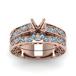 Load image into Gallery viewer, semi-mount-white-diamond-shank-wave-wedding-set-with-ice-blue-topaz-in-14K-rose-gold-FDENS3543SMGICBLTOANGLE5-NL-RG