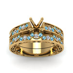 Load image into Gallery viewer, semi-mount-white-diamond-shank-wave-wedding-set-with-ice-blue-topaz-in-14K-rose-gold-FDENS3543SMGICBLTOANGLE5-NL-YG