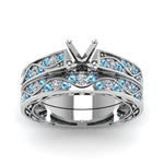 Load image into Gallery viewer, semi-mount-white-diamond-shank-wave-wedding-set-with-ice-blue-topaz-in-950-Platinum-FDENS3543SMGICBLTOANGLE5-NL-WG