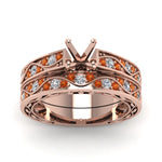 Load image into Gallery viewer, semi-mount-white-diamond-shank-wave-wedding-set-with-orange-sapphire-in-14K-rose-gold-FDENS3543SMGSAORANGLE5-NL-RG