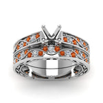 Load image into Gallery viewer, semi-mount-white-diamond-shank-wave-wedding-set-with-orange-sapphire-in-950-Platinum-FDENS3543SMGSAORANGLE5-NL-WG