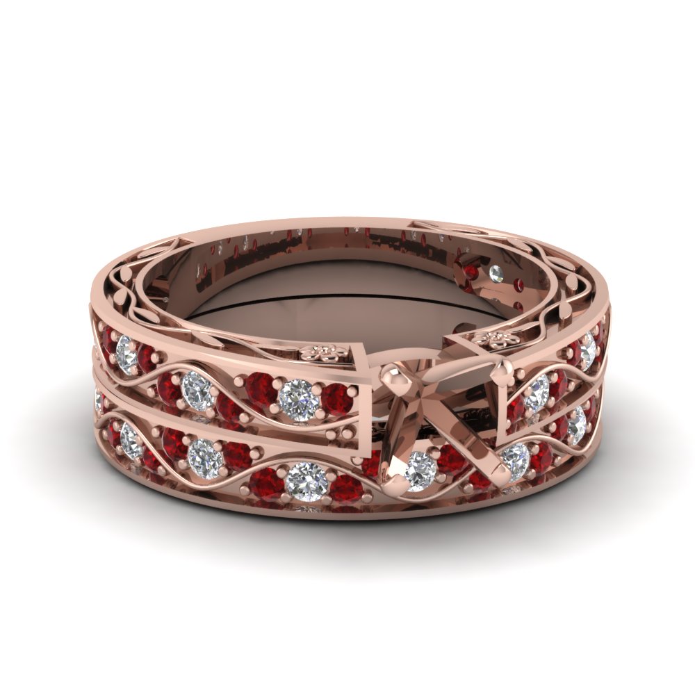 semi-mount-white-diamond-shank-wave-wedding-set-with-red-ruby-in-14K-rose-gold-FDENS3543SMGRUDR-NL-RG